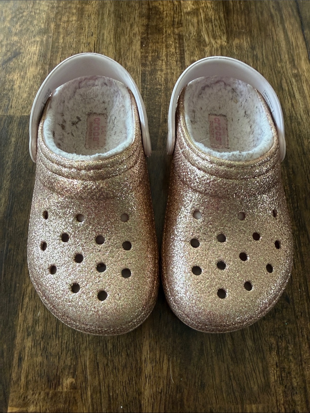 CROCS Kids Glitter Lined Clog - Rose Gold
